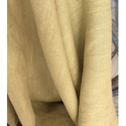 Tissu 100% lin ocre jaune chiné robuste pour couture de tailleur veste et décoration de table