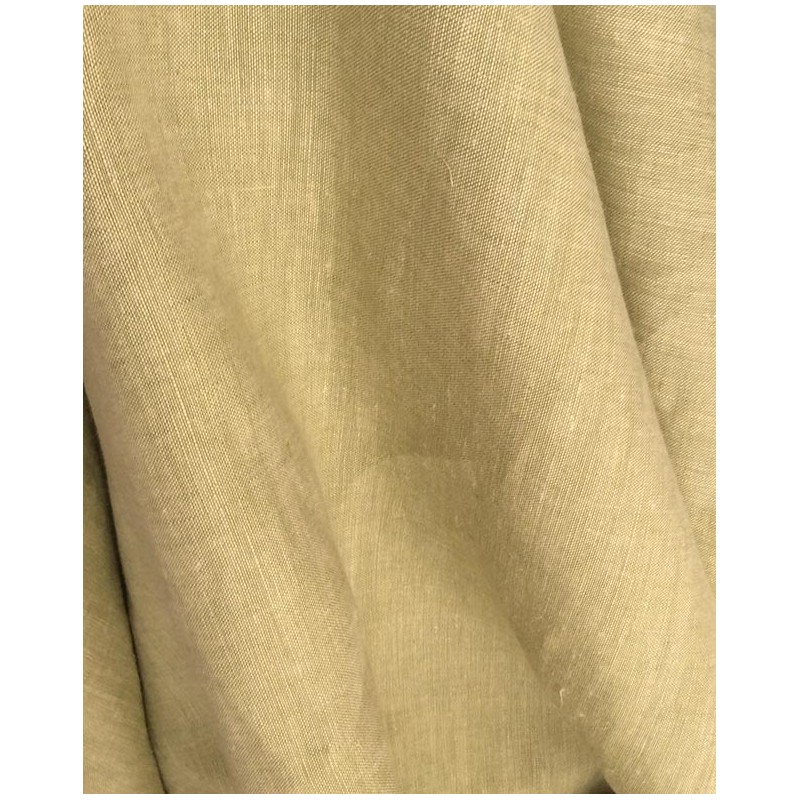 Tissu 100% lin ocre jaune chiné robuste pour couture de tailleur veste et décoration de table