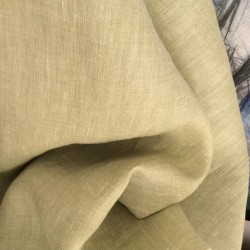 Tissu 100% lin ocre jaune chiné robuste pour couture de tailleur veste et décoration de table