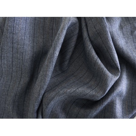 Tissu lainage gris à rayures tennis et fils dorés fluide pour tailleur robe et veste
