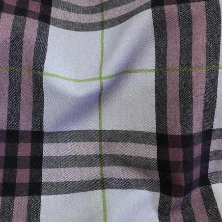 Tissu Écossais 100% Laine Peignée Violet & Marine - Tartan Authentique & Fluide
