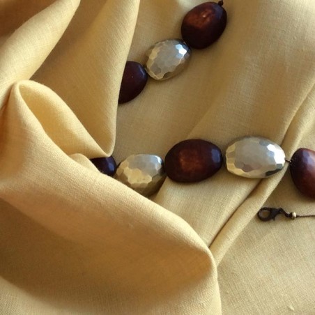 Tissu toile lin et polyester jaune paille texturé pour couture de robe et rideaux plombants