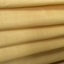 Tissu toile lin et polyester jaune paille texturé pour couture de robe et rideaux plombants