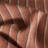Tissu 100% lin épais à larges rayures cuivre et marron pour couture de saharienne et rideaux de chalet