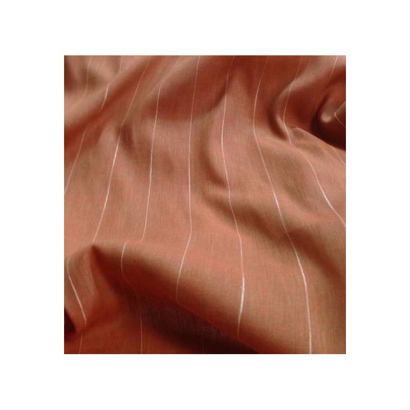 Tissu lin et viscose saumon fines rayures tennis fluide pour pantalon d'été et rideaux voilages