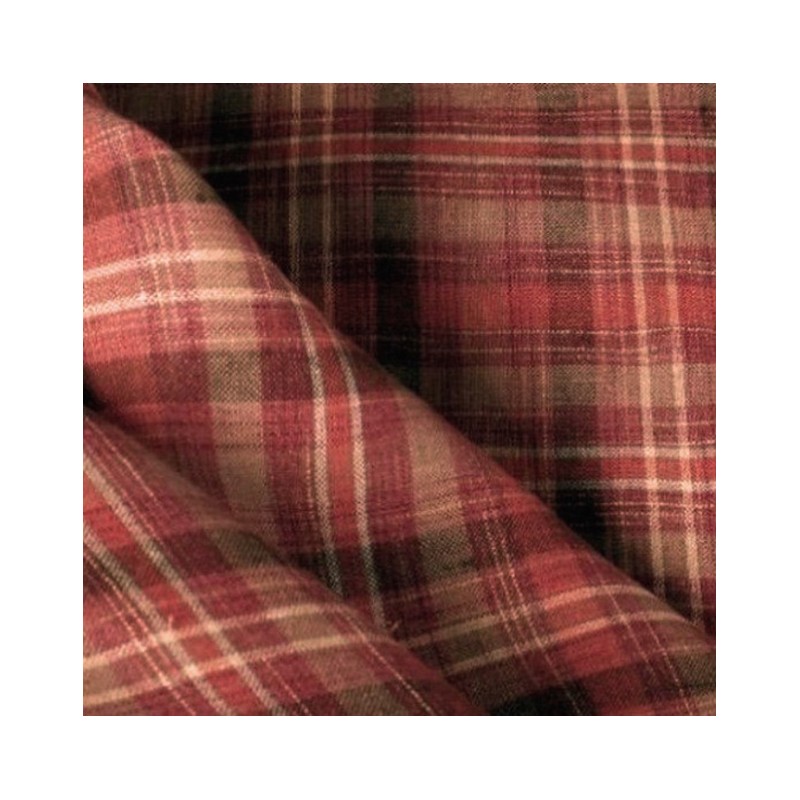Tissu lin écossais cuivre et rouge brique résistant pour chemise trappeur robe et rideaux