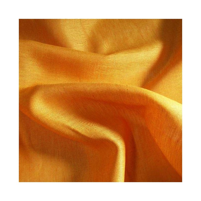 Tissu 100% lin chiné orange miel et jaune aux reflets changeants pour robe et voilage