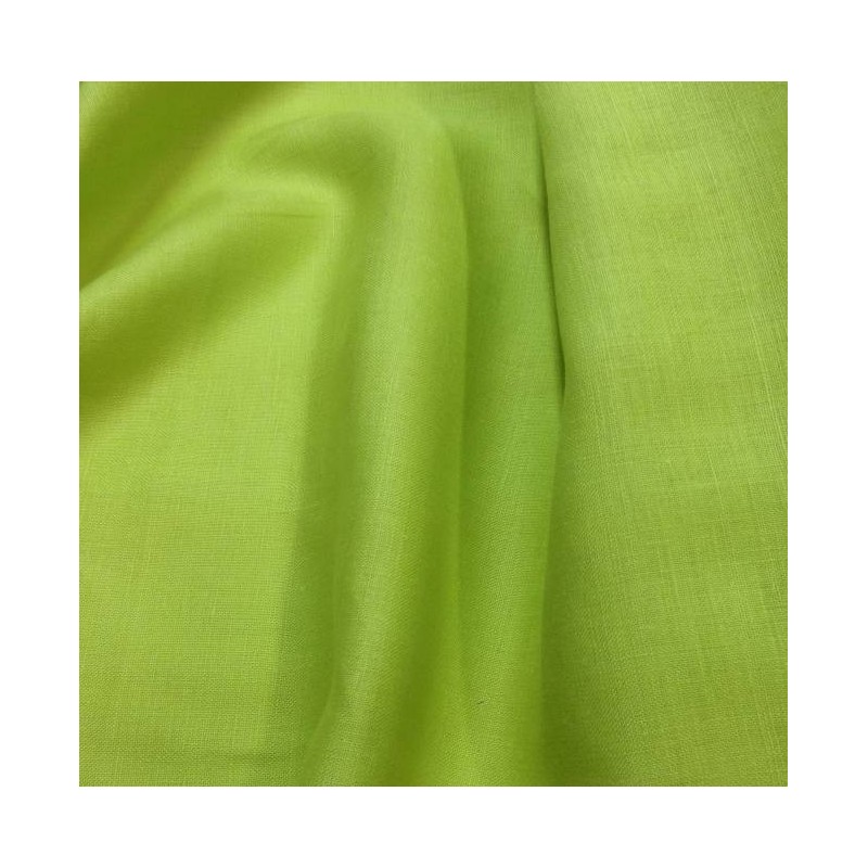 Tissu 100% lin vert anis stable et résistant pour chemise homme robe femme et voilage déco