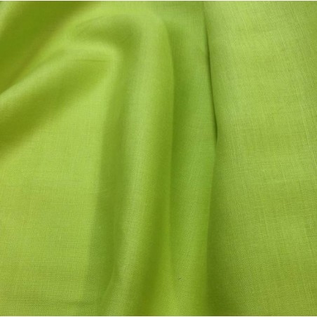 Tissu 100% lin vert anis stable et résistant pour chemise homme robe femme et voilage déco