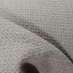 Tissu Bouclette Coton & Polyamide Effet Maille à Relief - Gris Beige