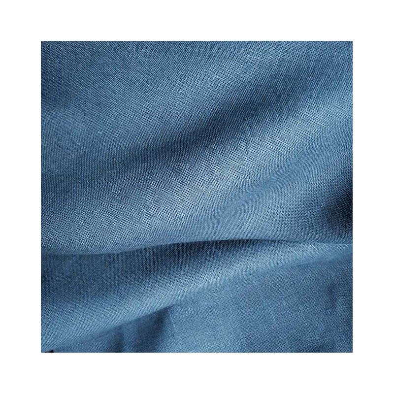 Tissu lin lourd bleu intense glacé pour couture de veste saharienne et recouvrement de fauteuil