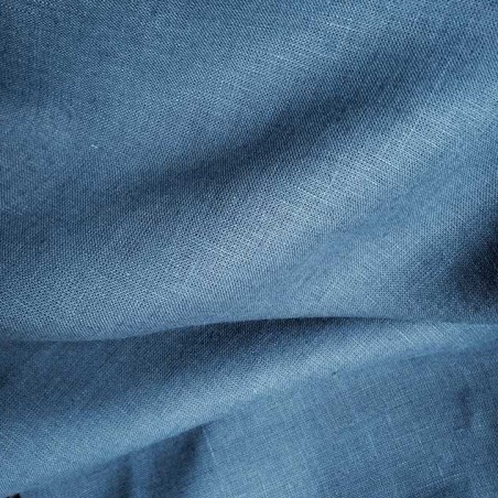 Tissu lin lourd bleu intense glacé pour couture de veste saharienne et recouvrement de fauteuil