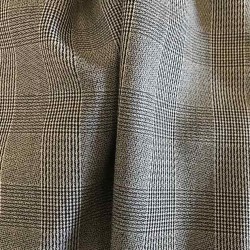 Tissu crêpe de laine et viscose Prince de Galles bleu marine et blanc fluide pour pantalon veste et robe