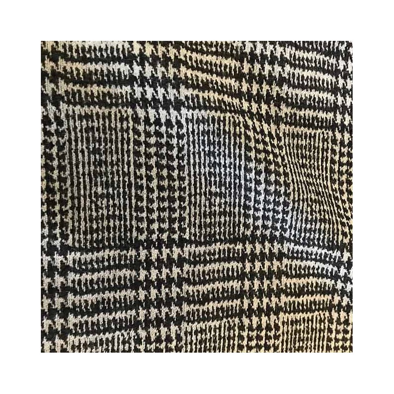 Tissu Prince de Galles laine et coton gris et noir doux pour couture de veste pantalon et cape.