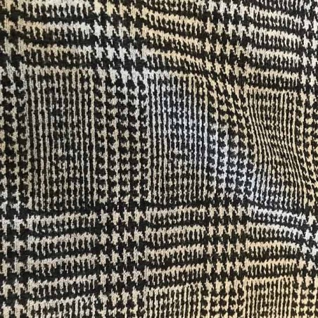 Tissu Prince de Galles laine et coton gris et noir doux pour couture de veste pantalon et cape.
