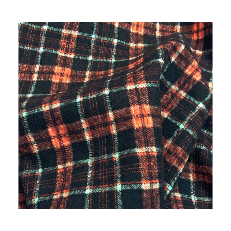 Tissu Flanelle Laine & Coton Écossais - Rouge et Noir - Isolant & Robuste