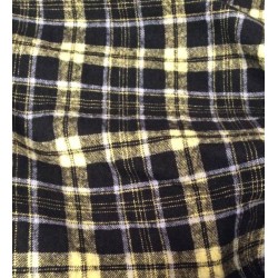Echantillon : Tissu Laine Bouillie Écossaise 3D - Jaune & Noir - Effet Cloqué & Isolant Naturel