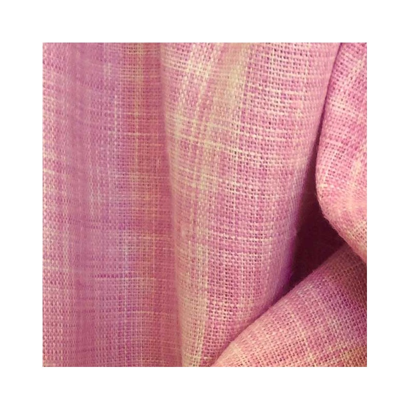 Tissu pur Lin Tweed Flammé Rose & Blanc - Élégance Romantique