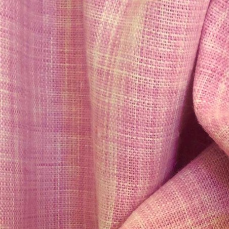 Tissu pur Lin Tweed Flammé Rose & Blanc - Élégance Romantique