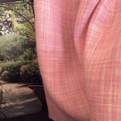 Tissu pur Lin Tweed Flammé Rose & Blanc - Élégance Romantique