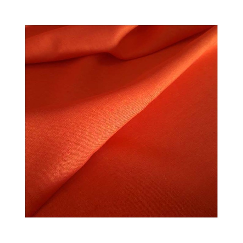 Tissu Chambray 100% Lin Orangé Cuivre - Frais & Lumineux