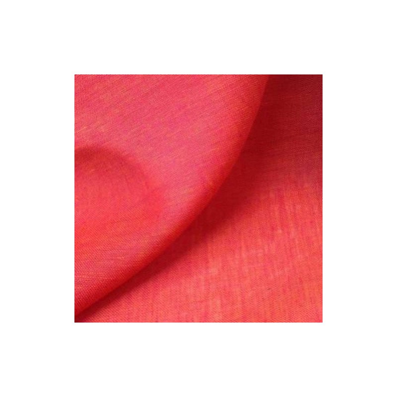 Tissu Chambray 100% Lin Rouge Éclatant - Effet Changeant