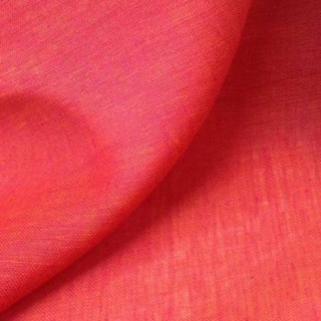 Tissu Chambray 100% Lin Rouge Éclatant - Effet Changeant
