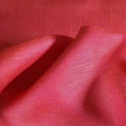 Tissu Chambray 100% Lin Rouge Éclatant - Effet Changeant