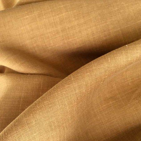 Tissu 100% Lin Jaune Moutarde Foncée - Toile Serrée, Souple & Lumineuse