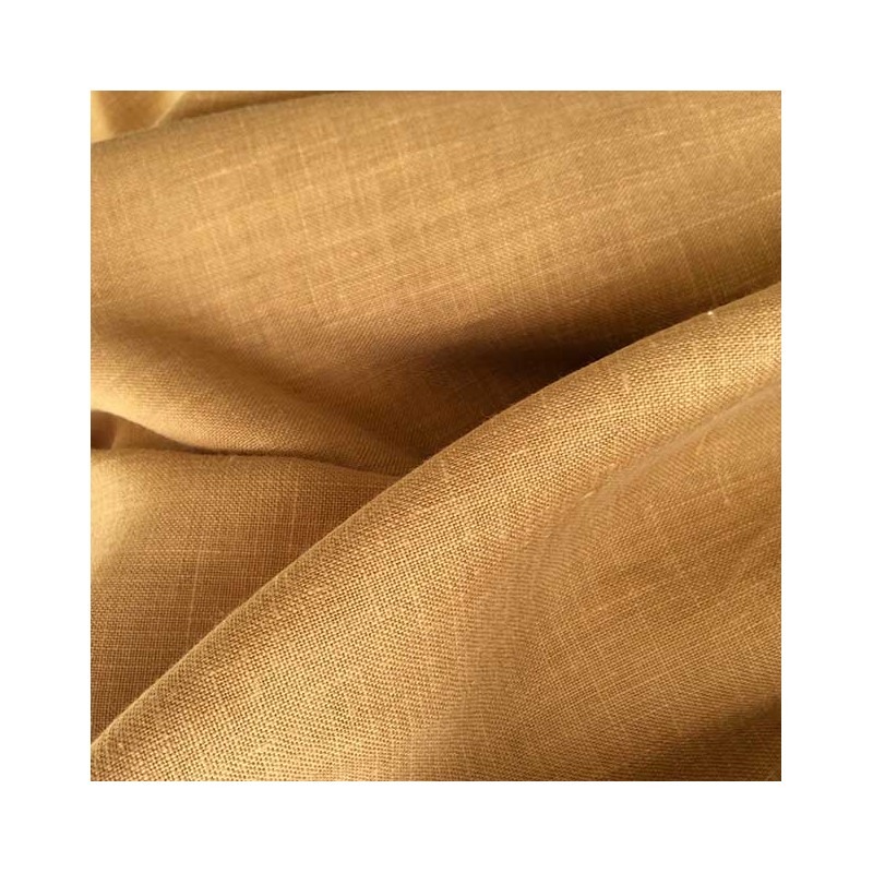 Tissu 100% Lin Jaune Moutarde Foncée - Toile Serrée, Souple & Lumineuse
