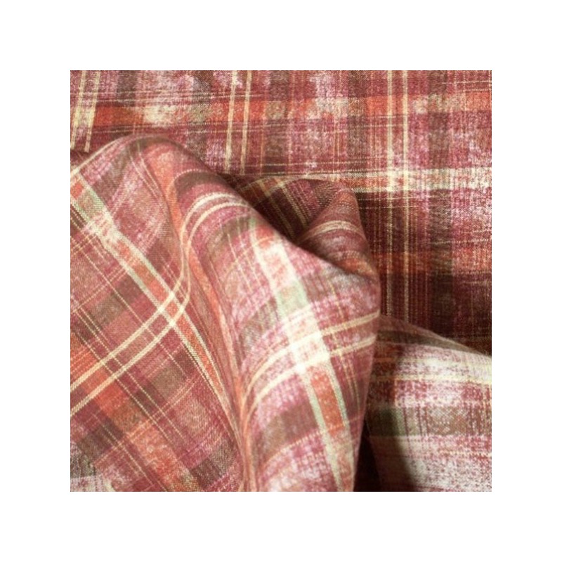 Tissu Lin Écossais, Imprimé - Rouge & Bordeaux - Robuste et Stable
