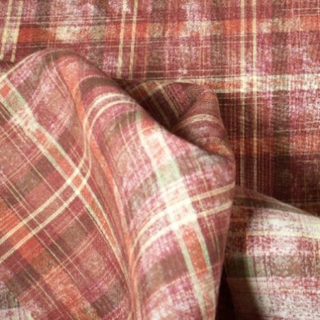 Echantillon : Tissu Lin Écossais, Imprimé - Rouge & Bordeaux - Robuste et Stable