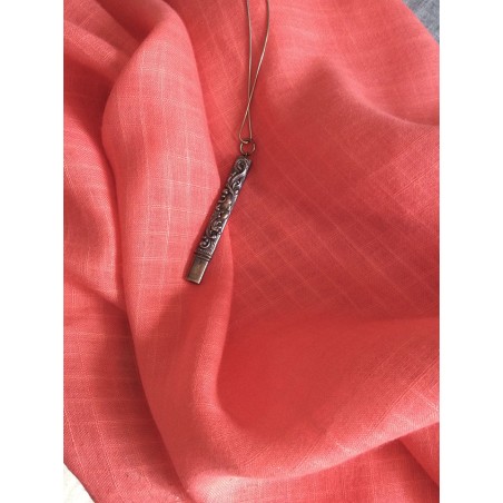 Voile Pur Lin Corail à Carreaux - Transparence, Légèreté & Éclat