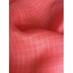 Voile Pur Lin Corail à Carreaux - Transparence, Légèreté & Éclat
