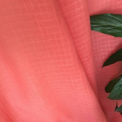 Voile Pur Lin Corail à Carreaux - Transparence, Légèreté & Éclat