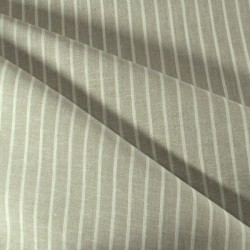 Tissu lin et viscose taupe à rayures fines au mètre