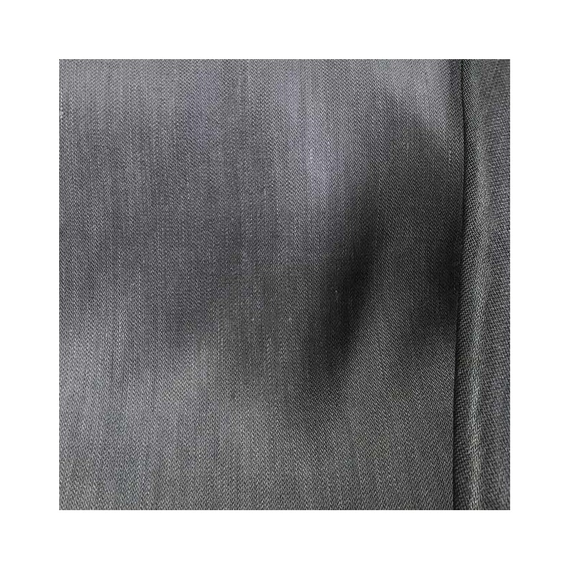 Tissu lin et viscose gris souris au mètre envers satin
