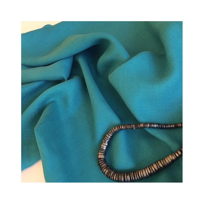 Tissu 100% pur lin couleur turquoise au mètre