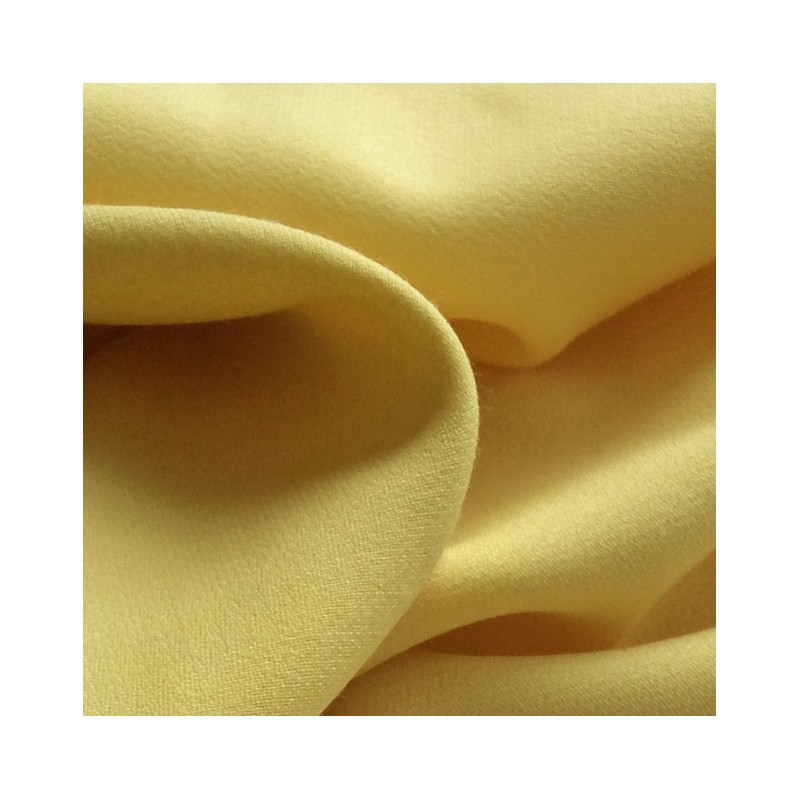 Tissu crepe envers satin en laine jaune