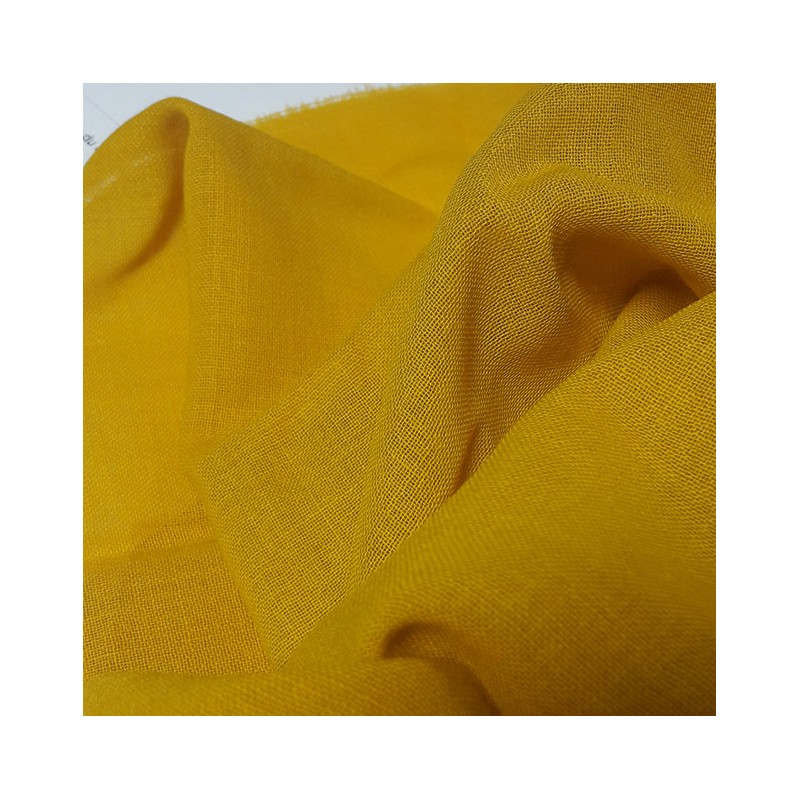 Tissu voile de laine viscose jaune