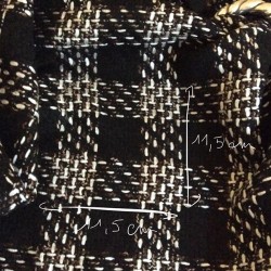 Tissu tweed carreaux noir marron et blanc