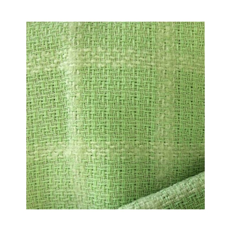 Tissu tweed carreau vert anis