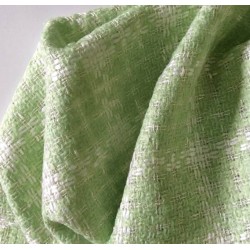 Tissu tweed carreaux vert et blanc